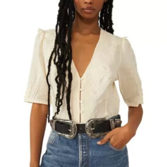 Free People Laurie Embroidered Blouse - Picture 1 of 4